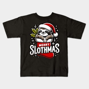 Merry Slothmas Funny Sloth Lovers Christmas Kids T-Shirt